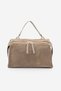 Women's Genuine Leather Suede Textured Zippered Long Strap Hand and Shoulder Bag Urelis Mink Suede - 3
