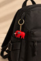 Special Boxed Set with Bear Patterned Red and Black Unisex Socks and Elephant Keychain Gift - 4