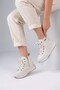 Velor Imported Special Series Genuine Leather Women's Sports Boots Beige - 3