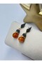 Orange Natural Stone Dangle Earrings (Steel) - 3