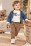 Baby Boy Denim Jacket Sweatshirt Pants 3-Piece Set - 6
