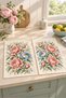 Rose Sonata Pink Blue Floral Patterned 2-Piece Kitchen Towel Set 35X55
