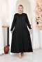 Plus Size Gold Stone Lace Detailed Dress