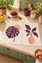 Plum Monstera Plum Leaf and Vase Patterned Modern 2-Piece Kitchen Towel Set 35X55 - 2