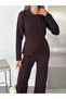 Polo Collar Snap Button Detailed Knitwear Jacket and Wide Leg Pants Bottom Top Set Aw26Au0014 - 3