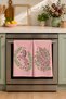 Zebra Rhythm Pink Zebra and Striped Leaf Patterned 2-Piece Kitchen Towel Set 35X55 - 2