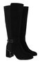 Women's Boots K26-0142 Brown Suede with Flexible Back, Stretch Fabric, Metal Buckle, Mirrored Thick Sole - 3