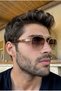Eşref Unisex Ultra Light Uv400 Filtered Gold Framed Brown Sunglasses - 3