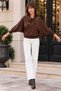Women's Leopard Scarf Detailed Three-Quarter Sleeve Blouse - 3