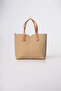 Women's Shoulder Bag with Mirror Charm Accessory, Textured Daily Stylish Handbag, Beige 18344 - 6