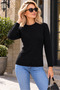 Women's Crew Neck Long Sleeve Geometric Knit Patterned Elegant Comfortable Fit Soft Casual Black Knitwear Sweater - 7