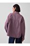 Kadın Mor Oversized Poplin Gömlek - 5