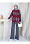 Women's Square Patterned Oversize Knitwear Set - 4