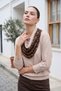 Women's Leopard Scarf Detailed Three-Quarter Sleeve Blouse - 5