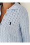 Polo Collar Buttoned Hair Knit Patterned Embroidery Detailed Knitwear Sweater Aw26Kz00082 - 2