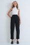 Women's Black Elastic Waist Pleated Carrot Cut Double Pocket Trousers Alc-X15614 - 3