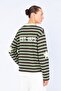 Women's Brown Crew Neck Sweatshirt with Star Print and Text Stripes on the Sleeves - 4