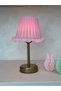 Pink Ottoman Silk Ruffled Wireless Table Lamp - Alt Uzun Antique Gold - 2