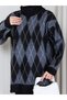 Women's Square Patterned Oversize Knitwear Set - 3