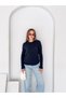 Crew Neck Hairnet Patterned Embroidery Detailed Long Sleeve Knitwear Sweater Aw26Kz00083