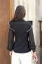 Women's Black Double-Breasted Collar Blouse with Stone Detail - 6