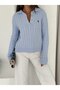 Polo Collar Buttoned Hair Knit Patterned Embroidery Detailed Knitwear Sweater Aw26Kz00082 - 3