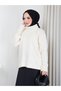 Women's Hair Patterned Half Fisher Knit Sweater - 2