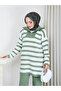 Women's Striped Zippered Oversize Knitwear Set - 2