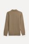 Men's Beige Jacquard Polo Collar Wool Blend Sweater - 2