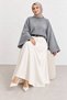 Women's Crew Neck Oversize Wide Sleeve Knitwear Sweater - 4