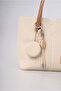 Women's Shoulder Bag with Mirror Charm Accessory, Textured Daily Stylish Handbag, White 18344 - 4