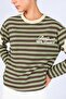 Women's Brown Crew Neck Sweatshirt with Star Print and Text Stripes on the Sleeves - 3