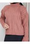 Women's Hair Patterned Half Fisher Knit Sweater - 3