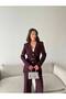 Feme- Laser Cut Belted Blazer Jacket and Trousers Set - 4