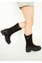 1413 Eren Shoes&Bag Genuine Leather Nubuck Back Rubber Detailed Serrated Non-Slip Sole Thick Heeled Daily Comfortable Elegant Thick Heeled Women's Below the Knee Boots Real Leather Nubuck Black - 8