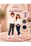 Children's School Tights 2-Pack Unisex Girls Boys Cotton Lycra Flexible Pocketless Long Length Daily School Nursery Tights Navy Blue Gray Black Smoked