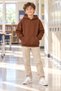 Girls' and Boys' Brown Sweatshirt with Hood and Ribbon, 3 Yarns, Ages 3-13 - 2
