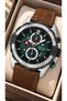 46 mm Case Brown Leather Strap, Green Dial, Functions Active, 3 Atm Men's Wristwatch + Bracelet - 3