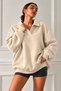 Women's Polo Collar Cotton Soft Fabric Oversize Sweatshirt - 6