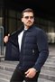 Men's Premium Nova Fabric Shirt Collar Navy Blue Winter Puffer Coat - 3