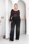 Plus Size Stoned Palazzo Lycra Jean Trousers - 4