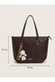 Large Size Women's Lined Shoulder Bag |   Women's Bag with Teddy Bear Charm |   Zippered Daily Bag (35 X 45 cm) - 4