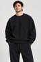 Battal Size Men's 3 Thread Non-Embroidered Black Comfortable Sweatshirt