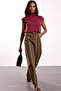 Khaki Striped Barrel Cut Trousers 19179 - 5