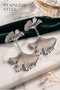 Rice silver color serrated leaf model dangle earrings