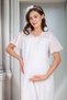 New Season Ecru Fisto Linen Button Detailed Special Design Short Sleeve 100% Cotton Maternity Maternity Dressing Gown Nightgown Set - 6
