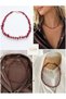Garnet Natural Stone Necklace - Red Garnet Stone, Detailed with Sand Beads |   Melograno - 4