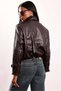Brown Epaulet Detailed Faux Leather Bomber Jacket 100026 - 6