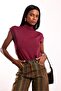 Plum Turtleneck Sleeveless Mercerized Knitwear 4100 - 2