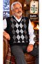 Men's Sweater V-Neck Diamond Patterned Classic Cut Knitted Sweater - 2